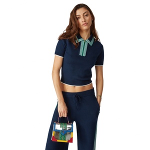 Women's Custom Logo Preppy Knitwear A-Line <b>Skirt</b> Set Breathable Short High-<b>Waisted</b> <b>Elastic</b> Short-Sleeved Golf Polo Printed - Product Image 3