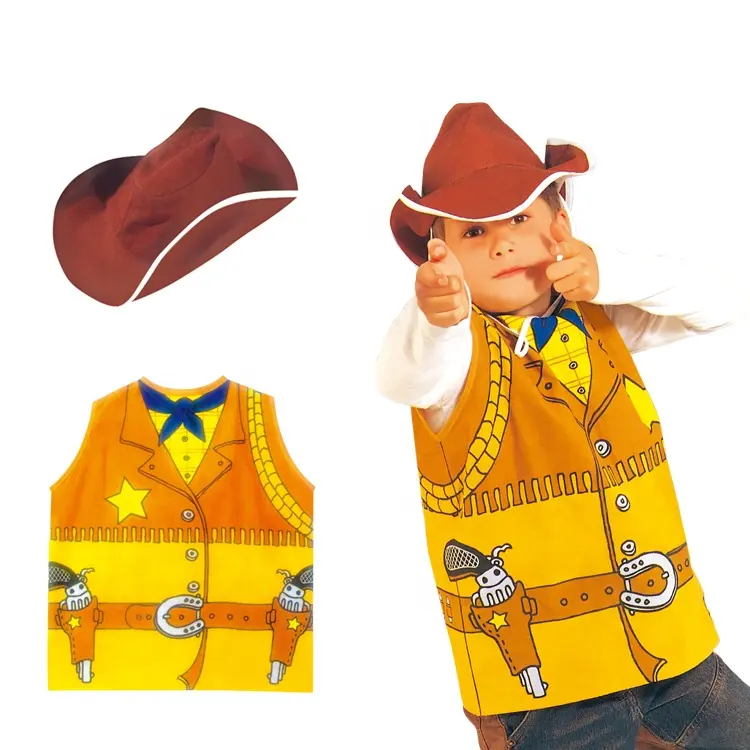 Kinder Halloween Phantasie Kostüm Karriere Rollenspiel Kinder Cosplay Weste Hut Klassische Cowboy Cosplay Kleidung