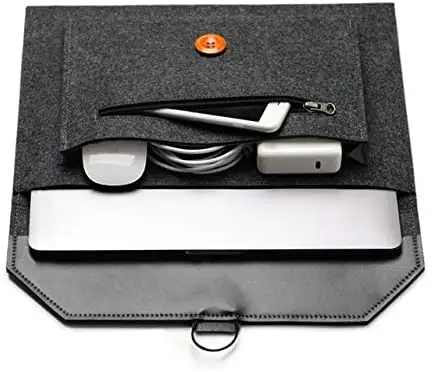 13.3 - 15.6 Inch Felt Laptop Bag Dark Grey Laptop Sleeve Case Cover Felt Laptop Case mit Accessory Pocket