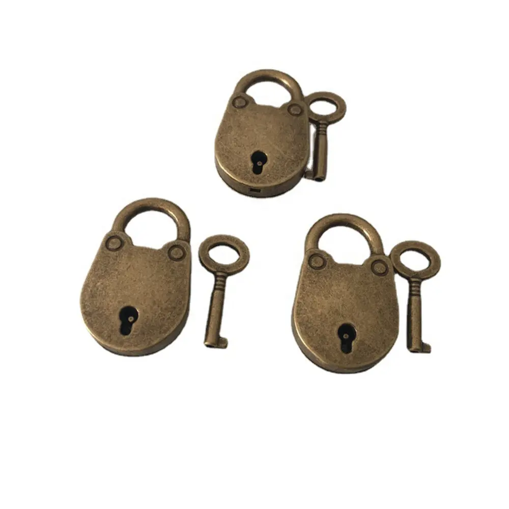 Mini Cute Vintage Retro Padlock Antique Chinese Old Brass Bear Shaped Metal Lock For Handbag Travel Luggage Bag Cabinet Drawer