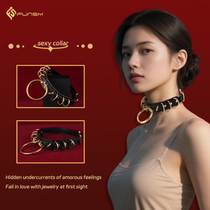 Collar de Cuero FUNSM para BDSM, Kit de Restricción y Bondage, Collar Sexy para Juegos SM, Juguetes Sexuales Fetichistas para Parejas - Product Image 3