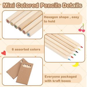 Lápices de Colores Promocionales Personalizados de 3.5 Pulgadas, Mini Juego de Lápices de Colores con Logotipo Personalizado, Lápices de Madera con Caja de Papel Kraft - Product Image 2