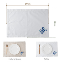 Napperons de table modernes personnalisables en mélange de lin, motifs brodés variés, bordure festonnée, faciles d'entretien, vente en gros, directement de l'usine