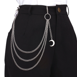 Chaîne de taille Yueli, pendentif lune multicouche, style hip-hop urbain, en alliage de zinc, chaîne de corps unisexe, usage quotidien - Product Image 2