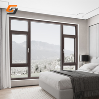 Ventanas de Casa negras de alta calidad sinceras doradas Ventana abatible de vidrio de aluminio