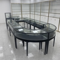 Vitrine à bijoux en verre haut de gamme Hongzhan, cadre en acier inoxydable plaqué titane, verre trempé transparent, pour centre commercial