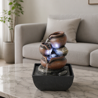 Fuente de Agua de Resina para Mesa, Estatua de Buda Dorada, Luz LED, Cascada Interior, Decoración para Meditación, Hogar, Oficina, Escritorio