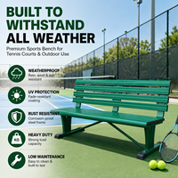 Banc de patio extérieur moderne avec siège carré et dossier en alliage d'aluminium pour terrain de basket-ball, football, tennis, padel