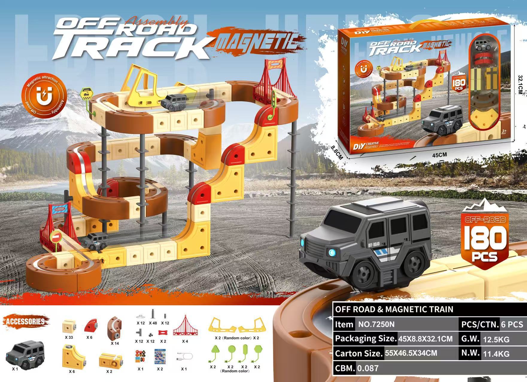 180 piezas, vagón de ferrocarril estéreo (vehículo todoterreno) 7250N