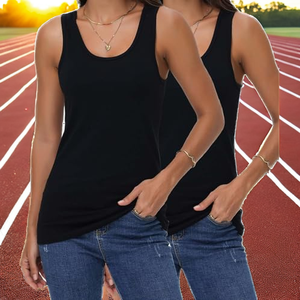 Crew Neck Wide Straps <b>Racer</b> <b>Back</b> Breathable Front Logo Running Tank <b>Tops</b> Trending Factory Price Light Weight - Product Image 2