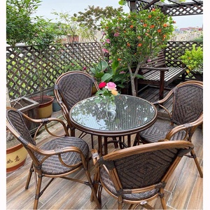MEIJIA-muebles de exterior, pequeño bistro francés, café sintético, Mimbre negro, sillas de ratán - Product Image 3