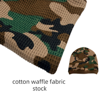 Tissu gaufré camouflage 100 % coton personnalisé à faible MOQ |   Bonnets personnalisés à motif camouflage, poids moyen, couvre-chefs
