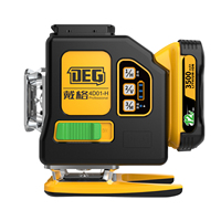 DEGLASERS Niveau Laser 360 Auto Nivellement 12V Batterie Rechargeable Laser Vert 360 ° Ligne Croisée Lazer Niveleur Niveau 3D Outil Laser