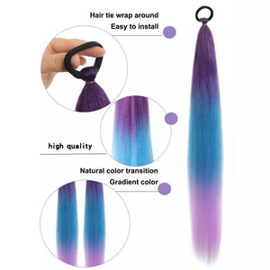 ต่อผมหางม้าแบบวงแหวน 65 ซม. สีออมเบร ม่วง น้ำเงิน ชมพู สำหรับเด็ก ถักเปีย ทนความร้อนสูง เส้นใยสังเคราะห์ - Product Image 5