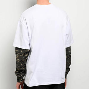 Long Double Layer Saleves Oversize con camisa Estampado de algodón Camiseta personalizada para hombres Mano completa - Product Image 2
