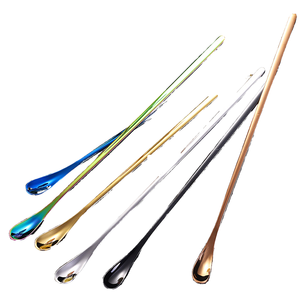 Cuillère à cocktail à long manche en acier inoxydable écologique, poli miroir, plaqué or, design moderne simple, outils de bar en gros - Product Image 4