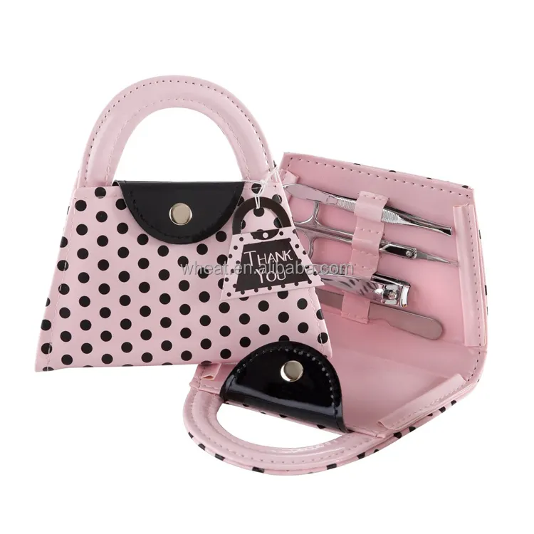 goed te verkopen roze polka portemonnee manicure set bruids douche gunsten