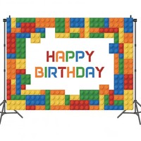 Nouveau design bloc de construction thème fête papier vaisselle ensemble fête d'anniversaire fournitures jetables