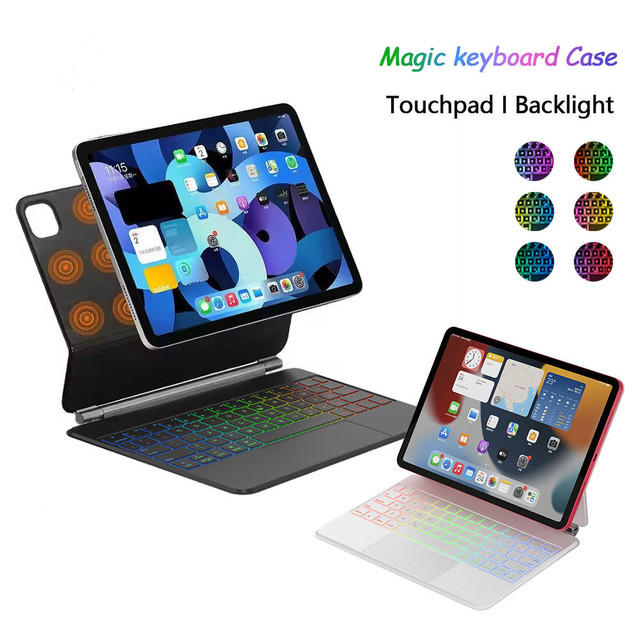 2024 new Wireless Magic Keyboard with Magnetic Shell, LED Backlight, Touchpad Touchscreen Keyboard Suitable for Tablet computer