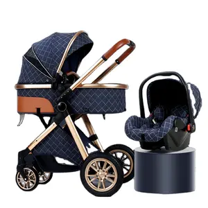 EN1888 wholesale baby stroller 3 in 1 China new design black luxury baby carriage for sale