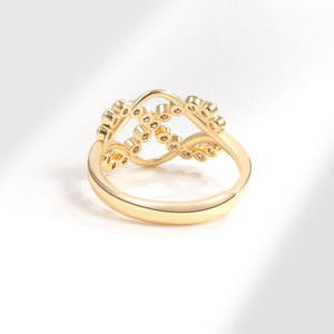 Bague à perles rotatives sertie de zircons, en cuivre plaqué or, motifs croix infinie, bijoux anti-anxiété pour femmes - Product Image 4
