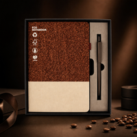 Ensemble de carnets écologiques en papier recyclé et en grains de café recyclés avec boîte cadeau imprimée UV et logo personnalisé