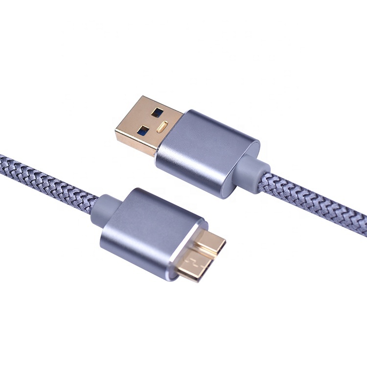 2A 4.5mm En Alliage D'aluminium Tressé Usb 3.0 A Vers Micro Usb B Câble de Chargeur de Synchronisation de Données