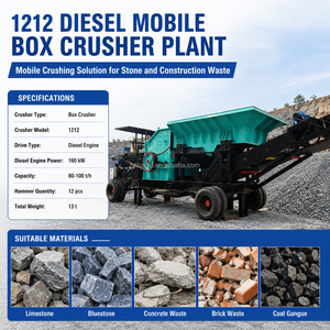 Concasseur mobile diesel à marteaux <span class=keywords><strong>1000x1000</strong></span>, machine de concassage de pierres robuste pour ligne de production de béton et d'exploitation minière - Product Image 2