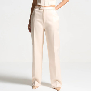 Pantalones de Satén de Cintura Alta y Pierna Ancha para Mujer, Color Sólido, Largos, Corte Holgado, Antiarrugas, Estilo Elegante, para Otoño - Product Image 5