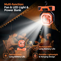 Kipas Tenaga Surya Kapasitas Tinggi, Kipas Lampu LED Bertenaga Baterai 40000mAh, Pendingin Tenda Luar Ruangan Portabel