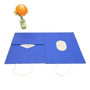 Vintage logo Deep Blue Kraft Paper <strong>Bag</strong> with Twisted <strong>Handles</strong> Custom Bakery Caf&eacute; Gift Packaging <strong>Bag</strong> - Product Image 6