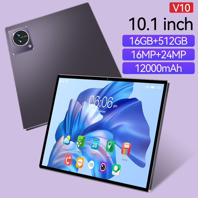 V10 10.1-Inch Android Tablet Large Battery 5G Network Capacitive Touch Screen 512GB Memory Smart Home Use Android 12 OS Camera