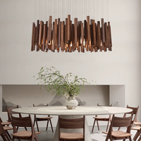 Lustre LED en bois à suspension avec interrupteur, couleur bois foncé, pour café – Excellent rapport qualité-prix