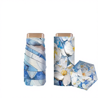 Parapluie de poche compact et portable pour femme, anti-UV, avec impression couleur cinq plis, protection solaire, vente directe fabricant