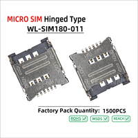 Conector de Tarjeta MICRO SIM Tipo Bisagra WECONN WL-SIM180-011 6PIN+0 H=1.80mm, Certificado ISO 9001/IATF 16949, Personalizable