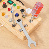 Tablero de circuitos de madera Montessori para niños, tablero de actividades educativo con interruptor LED, juguete educativo para niños