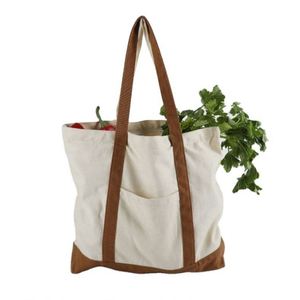 Sac fourre-tout en toile de coton personnalisé avec logo imprimé, grande capacité, couleurs variées, coutures apparentes, motif lettres, idéal pour le shopping en gros - Product Image 3