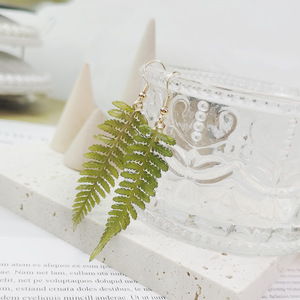Handmade Real <strong>Fern</strong> Leaf Earrings Acrylic Earrings Green Pressed Leaf Natural Earrings Dried Leaves Resin <strong>Jewelry</strong> Birthday Gift