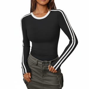 2025 trajes de Otoño de moda reina de manga larga Camisetas de entrenamiento para mujeres Y2K ajustado Atlético gimnasio camisa Color bloque ropa de gimnasia - Product Image 1