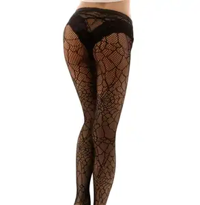 Queena Spider Pantyhose Stockings Skinny Web Tights High Stretch Hosiery Halloween Witch Fancy Dress Long Women Stocking