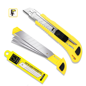 تصميم جديد أصفر قابل للسحب شفرة الشريحة فائدة قلم رصاص صندوق ورق الحائط القاطع سكين مع 3 شفرات - Product Image 1
