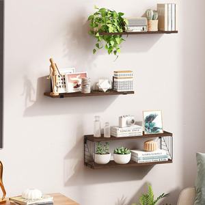 Étagères flottantes de salle de bain à quatre niveaux <span class=keywords><strong>en</strong></span> <span class=keywords><strong>bois</strong></span> rustique brun foncé au-dessus des toilettes, décoration murale <span class=keywords><strong>pour</strong></span> salle de bain et cuisine - Product Image 6