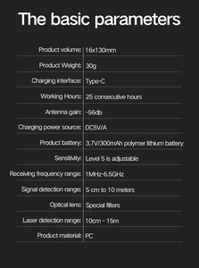 เครื่องตรวจจับแกดเจ็ตสอดแนมขนาดเล็กแบบพกพาใหม่ล่าสุด2025 T8 WT09เครื่องค้นหาสัญญาณ RF เครื่องสแกนเนอร์กล้องแอบถ่ายเครื่องตรวจจับข้อผิดพลาด - Product Image 6