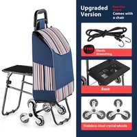 Petit chariot de courses pliable en polypropylène avec motif géométrique et tabouret pour les personnes âgées qui montent les escaliers