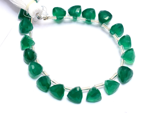 Piedras preciosas de ónix verde AAA, cuentas de Briolette facetadas de 7mm-8mm, cuentas de piedras preciosas semipreciosas de ónix verde Natural para la fabricación de joyas - Product Image 2