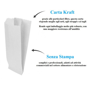 Sacs en papier kraft blanc 22x44 cm pour l'emballage et le transport alimentaire - Product Image 3