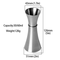 Jigger double en acier inoxydable RTS, outils de bar, capacité 30/60 ml, réutilisable, écologique, durable, facile à nettoyer, logo personnalisé, design moderne