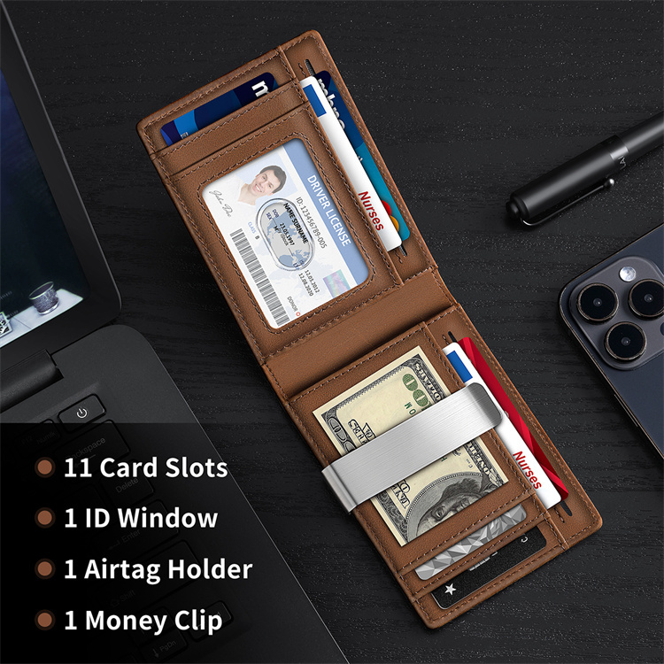 Men's Luxury Minimalist Genuine Leather Money Clip Wallet – Anti-RFID Slim Card Holder - View 2