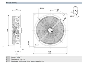 พัดลมแกน AC รุ่น ebm-papst W6D800-GA01-01 ขนาด 800 มม. สำหรับงานหนัก ใช้ในระบบระบายอากาศอุตสาหกรรม ระบบ HVAC และระบบหอทำความเย็น - Product Image 2