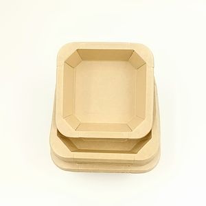 Tazón Rectangular Desechable de Papel Kraft Marrón con Tapa, Impresión Personalizada, para Envasado de Ensaladas para Llevar - Product Image 2